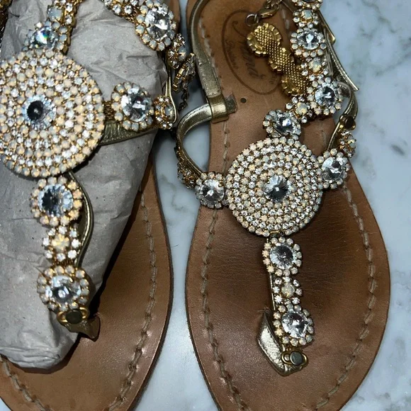 Elegant Gold and Silver Embellished Sandals - Picture 1 of 7